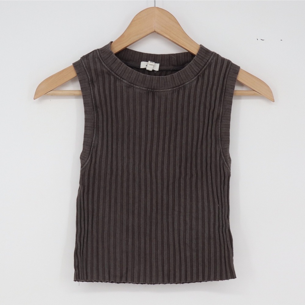 Aerie Tank Top Womens Small Ribbed Charcoal Gray Sleeveless Excellent
